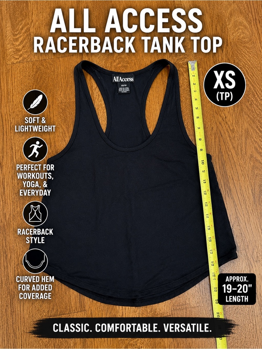 All Access Black Racerback Workout Tank Top XS